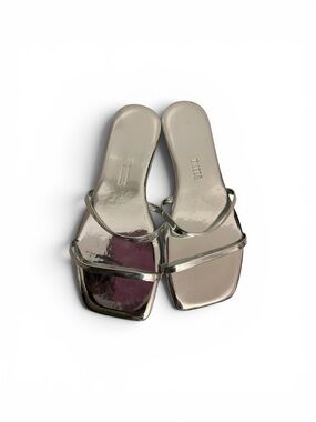 TKEES Metallic Silver Strappy Slide Sandals